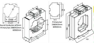 AST830V 1600/5A cl1 15VA ø70mm 2x80x10mm/60x60mm