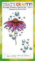 A6 clear stamp set Grunge Flowers set 3
