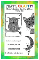 A5 clear stamp set Melina´s doodled Cat, Owl and M