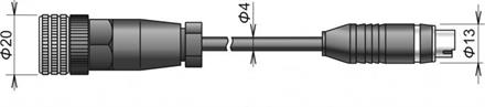 Extension cable for CO2 probe, ELKA/MiniDin connector, cable 1 meter