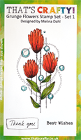 A6 clear stamp set Grunge Flowers set 1