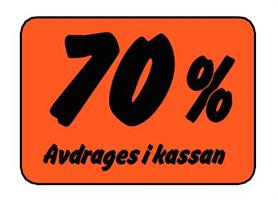 Etikett 70% Avdrages i kassan