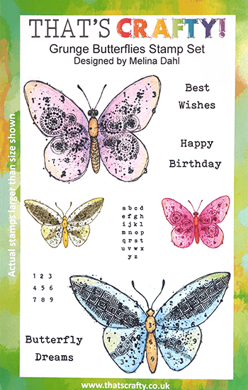 A5 Clear stamp set Grunge Butterflies