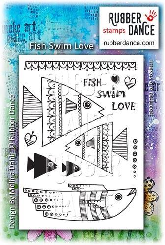 Rubber stamp set Fish Swim Love