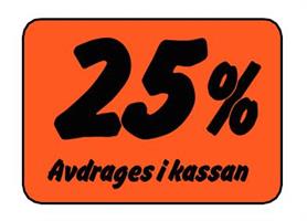 Etikett 25% avdrages i kassan