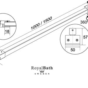 RoyalBath Stödarm Svart Matt - 100cm