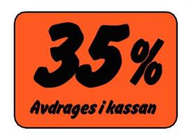 Etikett 35% Avdrages i kassan