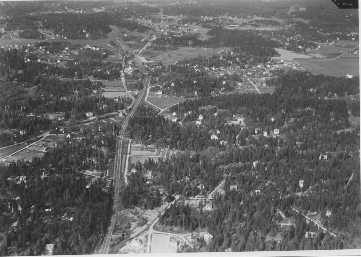 Flygfoto över Huddinge.  Flygfoto Fotograf: Ahrenbergsflyg, fotograferad - 1936