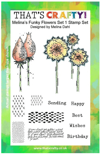 A5 clear stamp set Melina´s Funky Flowers set 1