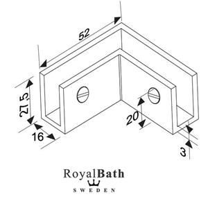 RoyalBath 90°-hållare Krom 52x52x27,5mm
