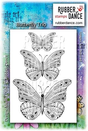 Rubber stamp set Butterfly Trio