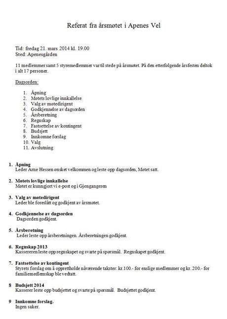 Referat fra Årsmøte 2014