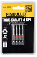 FINBULLET TORX RUUVAUSKÄRKISARJA 4 kpl 1/4" T15 x 50 mm 3356