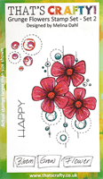 A6 clear stamp set Grunge Flowers set 2