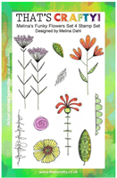 A5 Clear stamp set Melina´s Funky Flowers set 4