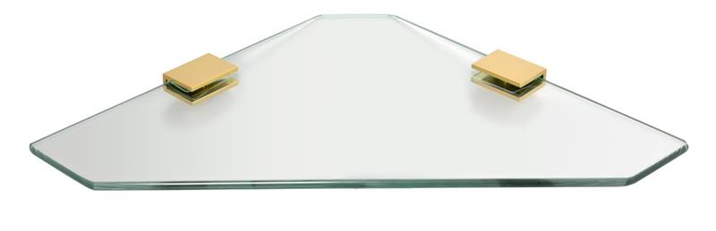 Glashylla hörn 28 cm- Klarglas - Guld/Blank Mässing