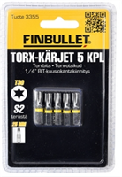 FINBULLET TORX RUUVAUSKÄRKISARJA 5 kpl 1/4" T30 x 25 mm 3355