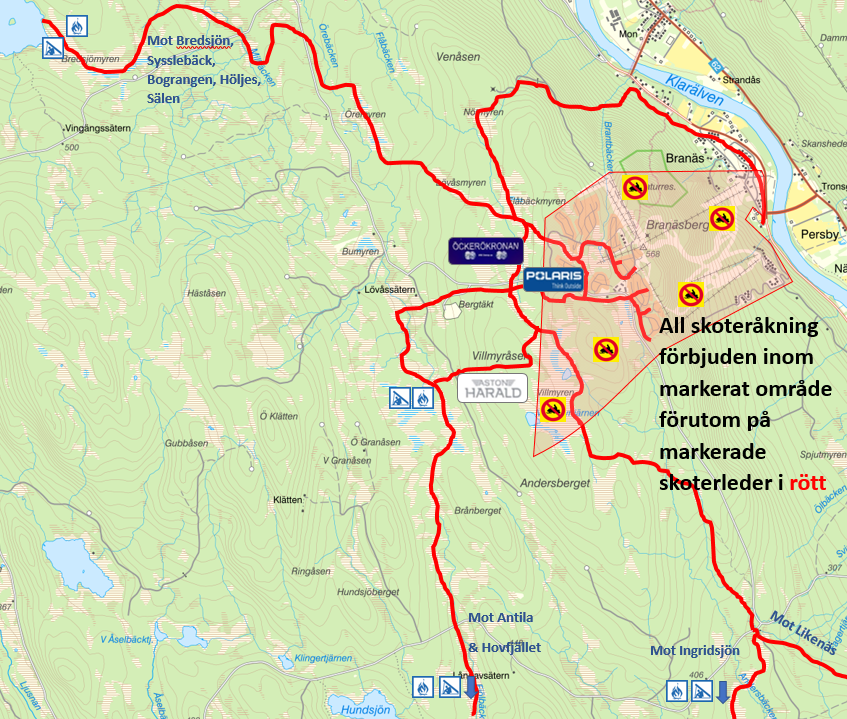 Karta över Branäs närområde