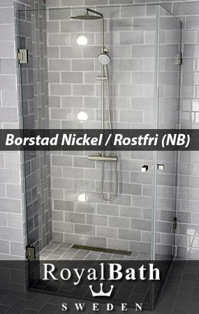 RoyalBath Duschväggar i Borstad Nickel /Rostfri (NB)