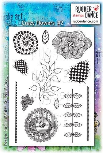 Rubber stamp set Crazy Flowers nr 2
