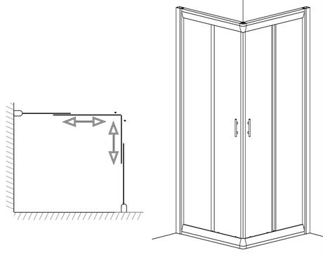 C15 - två skjutbara dörrar (hörnmodell)