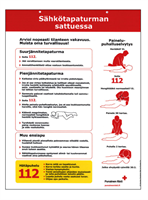 OHJEET SÄHKÖTAPATURMAN SATTUESSA, MUOVI 300 x 390mm