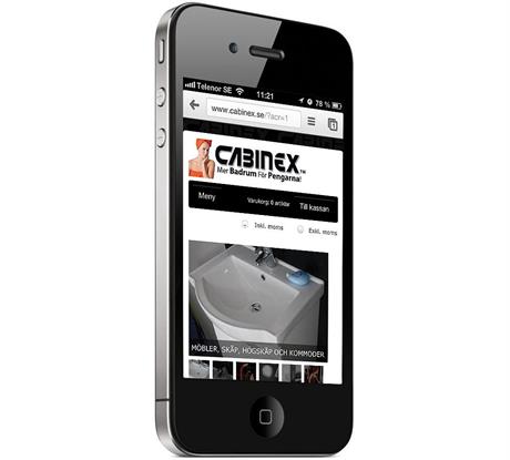 CABINEX websida i mobilen....