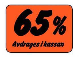 Etikett 65% Avdrages i kassan