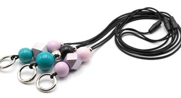 Avainnauha ClipRing - Turquoise&Rose&Black