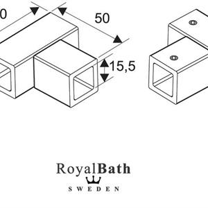 RoyalBath T-koppling Krom, 50x50mm  (15x15mm rör)