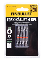 FINBULLET TORX RUUVAUSKÄRKISARJA 4 kpl 1/4" T25 x 50 mm 3358