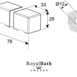RoyalBath Handtag (Par) Svart Matt, 76x28mm