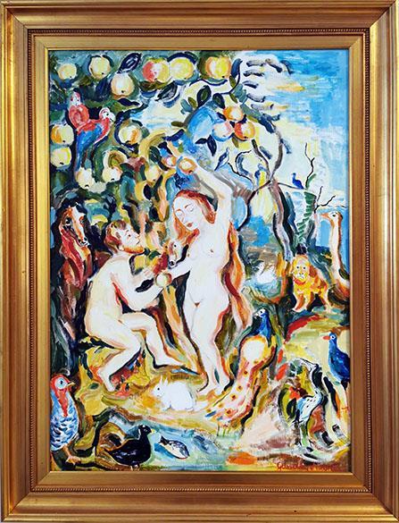 Adam och Eva (Oljemålning: 70x100) - Pris på förfrågan