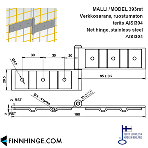 393rst - Sarana 30 x 3 mm verkolle, ruostumaton teräs AISI304