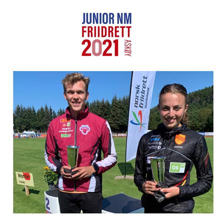 Jr. NM 2021 prisvinnere: Ingeborg Østgård, Ren-Eng og Henrik Flåtnes, Tønsberg Friidrettsklubb