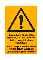 TYÖPAIKALLA KÄSITELLÄÄN KROKIDOLIITTIASBESTIA, MUOVI 200 x 300mm