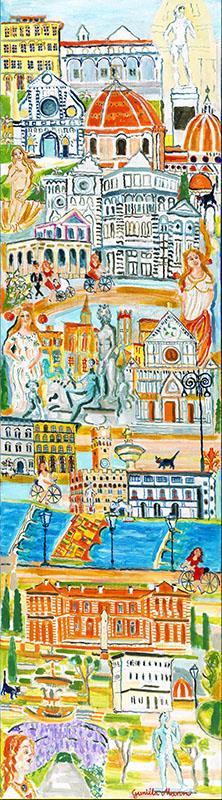 Florens, liljornas stad (Oljemålning: 47x180) - Pris på förfrågan
