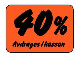 Etikett 40% Avdrages i kassan