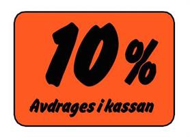 Etikett 10% Avdrages i kassan