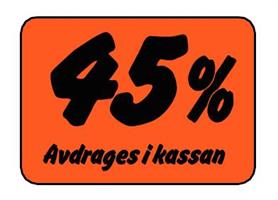 Etikett 45% Avdrages i kassan