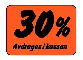 Etikett 30% Avdrages i Kassan