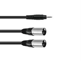 KABEL 3.5 Jack/2xXLR(M) 3m BL. OMNITRONIC 