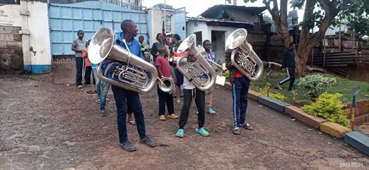 Kibera Junior Band - inside the front gate