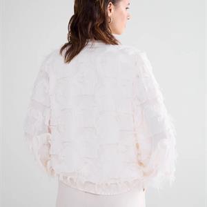 Summum Woman Fluffy Blouse with Fringe, Ivory