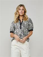 Summum Woman Top Flowers on Cotton, Ivory