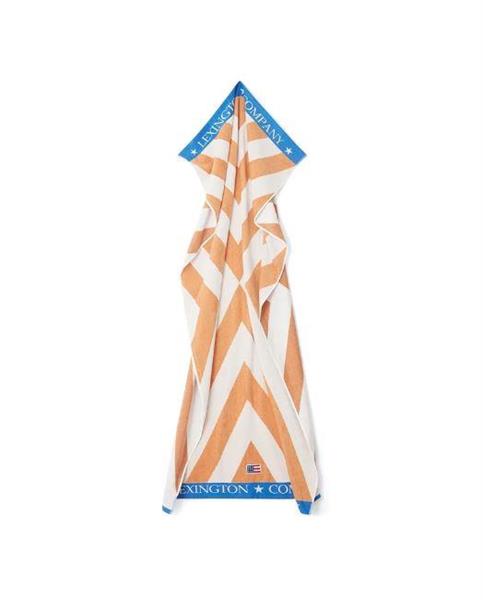 Lexington Graphic Cotton Velour Beach Towel, Beige/White/Blue