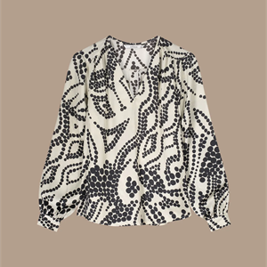Summum Woman Long puff-sleeve top, Creme