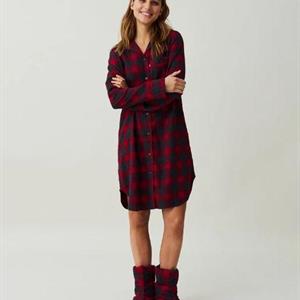 Lexington Avery Organic Cotton Flannel Nightshirt, Red/Dk Gray