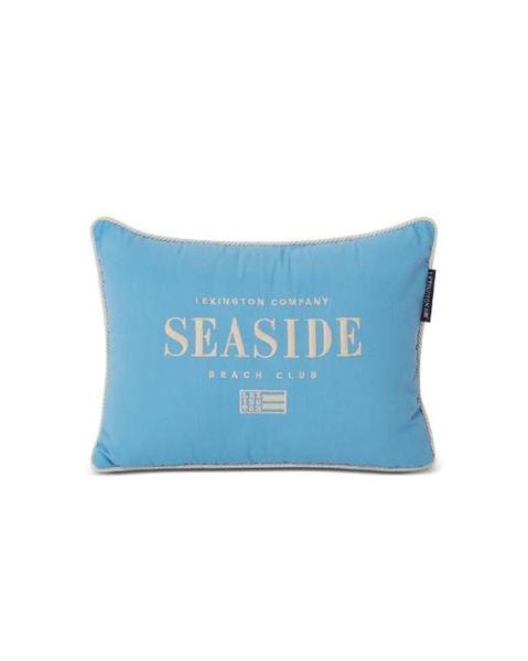 Lexington Seaside Small Organic Cotton Twill Pillow, Blue/Lt Beige