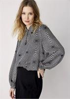 Summum Woman Top Puffy Sleeves kaleidoscope two tone, Black